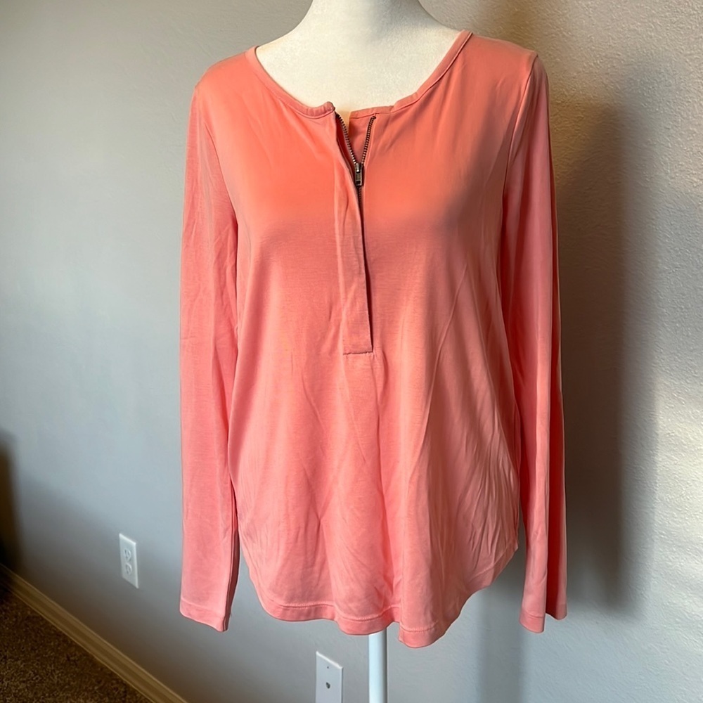 Splendid Zip Front Tee Pink Size Small